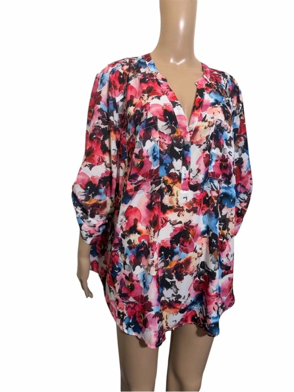 torrid Harper Floral  Watercolor V-Neck multicolor top